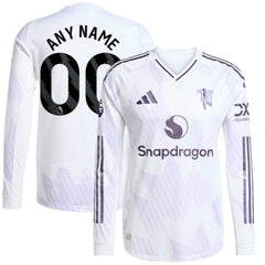 Manchester United 2025/26 Away Long Sleeve Custom Jersey - White on sale