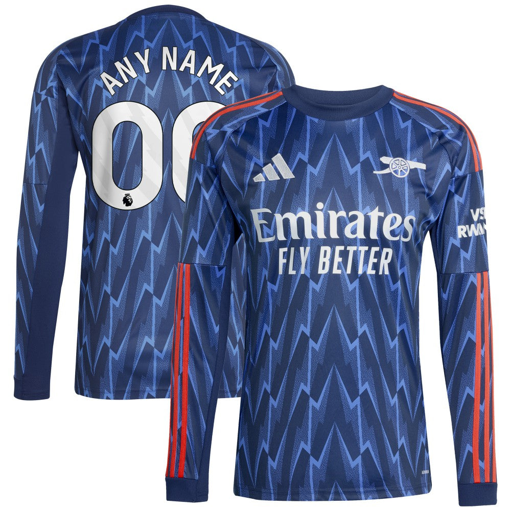 Arsenal 2025/26 Away Replica Long Sleeve Custom Jersey - Blue discount