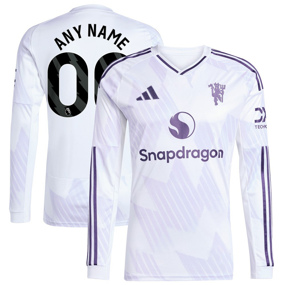 Manchester United 2025/26 Away Replica Long Sleeve Custom Jersey - White discount