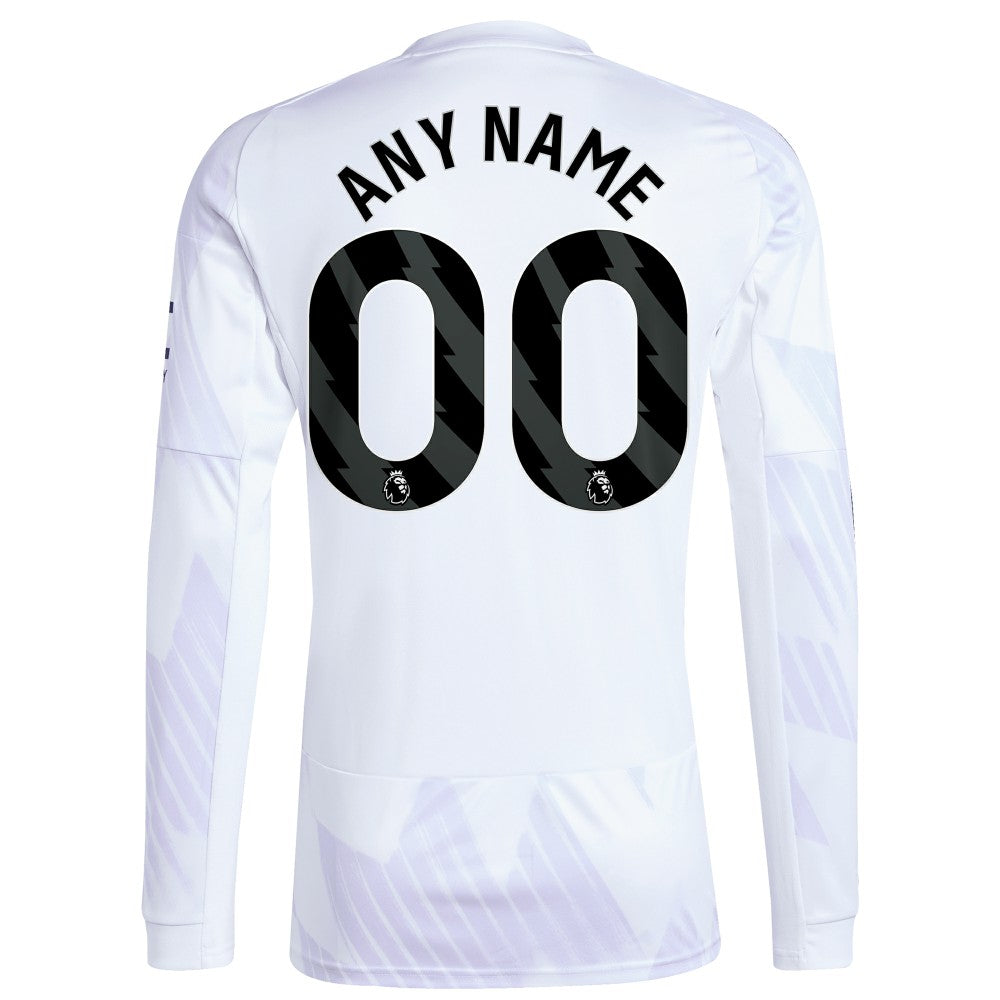 Manchester United 2025/26 Away Replica Long Sleeve Custom Jersey - White discount