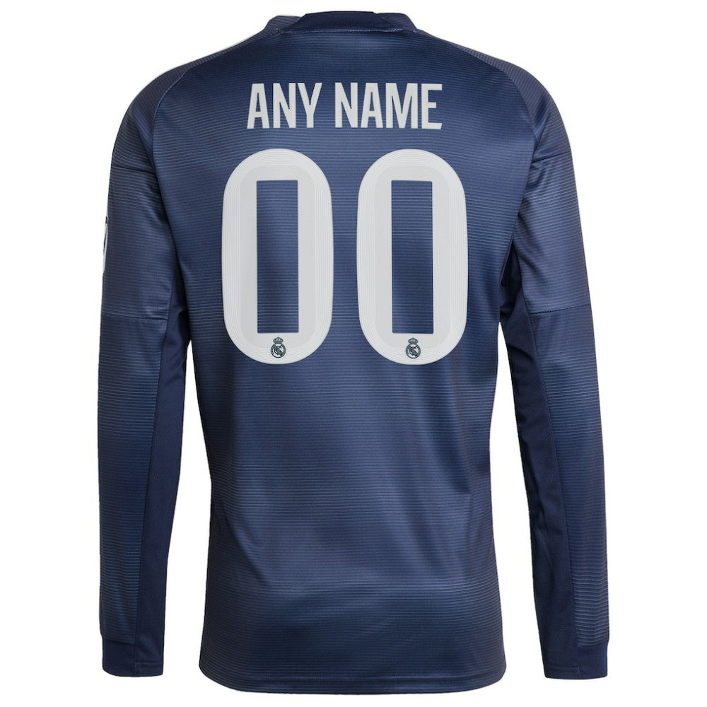 Real Madrid 2025/26 Away Long Sleeve Replica Custom Jersey - Blue shop