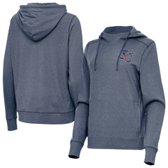 Kansas City Royals Antigua Women's Justice Stars and Stripes Team Logo Pullover Hoodie Heather Navy