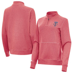 Minnesota Twins Antigua Women's Crush Stars and Stripes Team Logo Quarter-Zip Pullover Top Heather Red