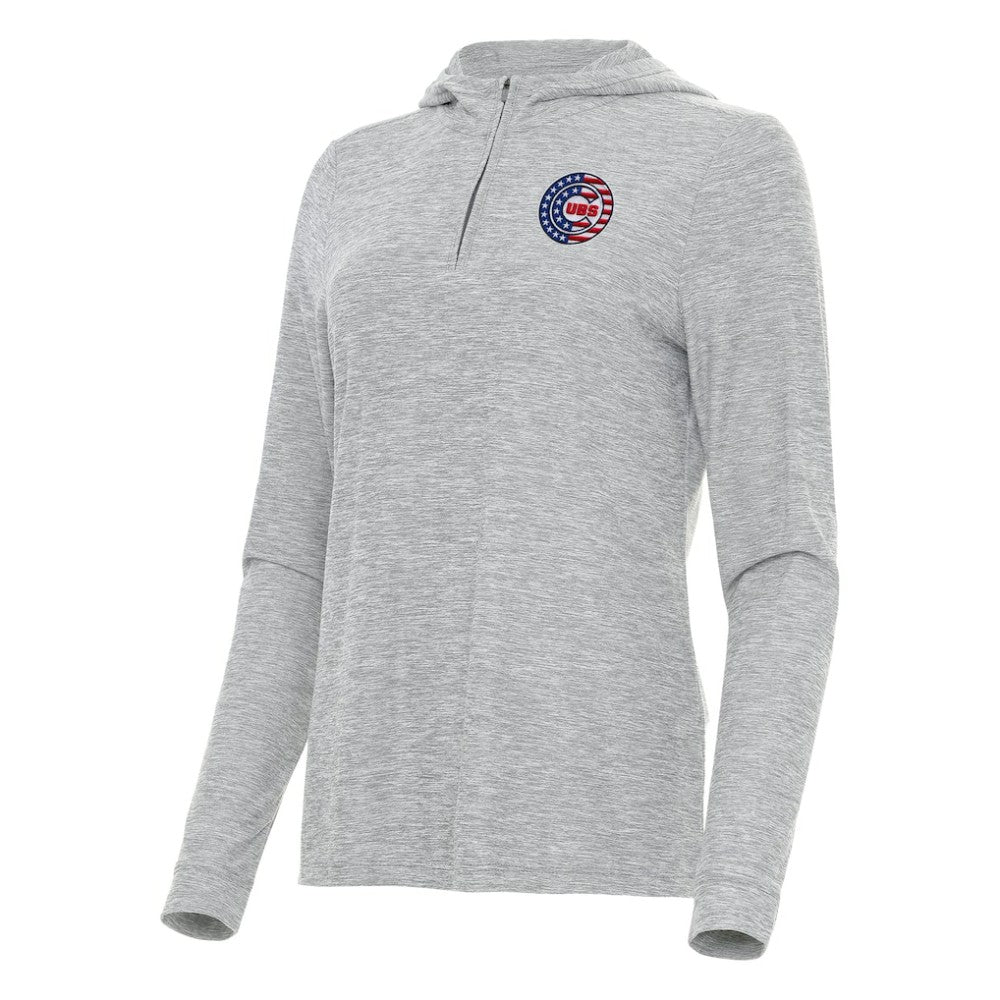 Chicago Cubs Antigua Women's Daybreak Quarter-Zip Hoodie Heather Gray