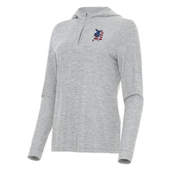 Detroit Tigers Antigua Women's Daybreak Quarter-Zip Hoodie Heather Gray