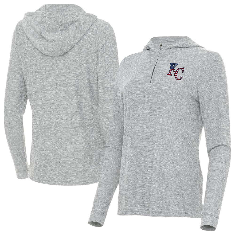 Kansas City Royals Antigua Women's Daybreak Quarter-Zip Hoodie Heather Gray