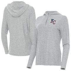 Kansas City Royals Antigua Women's Daybreak Quarter-Zip Hoodie Heather Gray