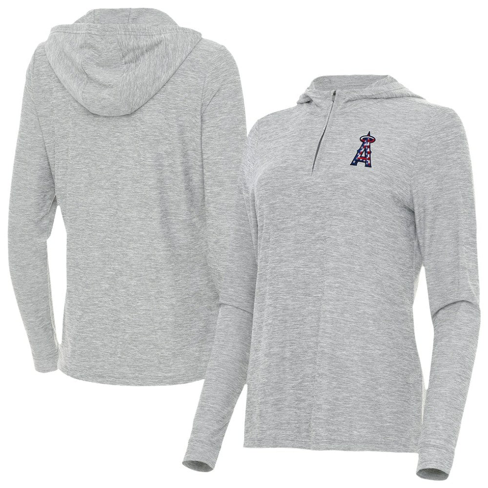 Los Angeles Angels Antigua Women's Daybreak Quarter-Zip Hoodie Heather Gray