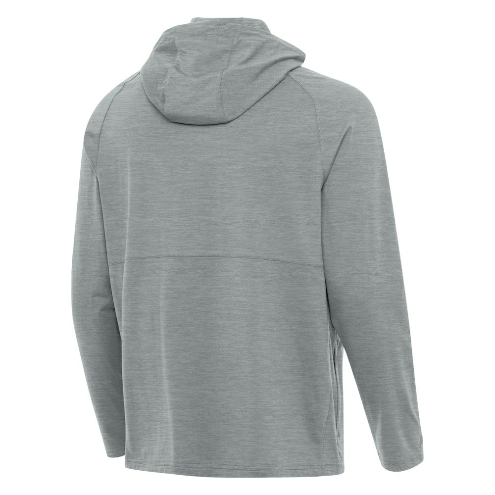 Detroit Tigers Antigua Spikes Stars and Stripes Team Logo Quarter-Zip Pullover Hoodie Heather Gray