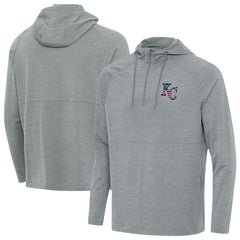 Kansas City Royals Antigua Spikes Stars and Stripes Team Logo Quarter-Zip Pullover Hoodie Heather Gray