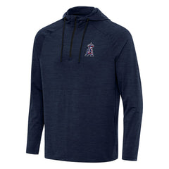 Los Angeles Angels Antigua Spikes Stars and Stripes Team Logo Quarter-Zip Pullover Hoodie Heather Navy