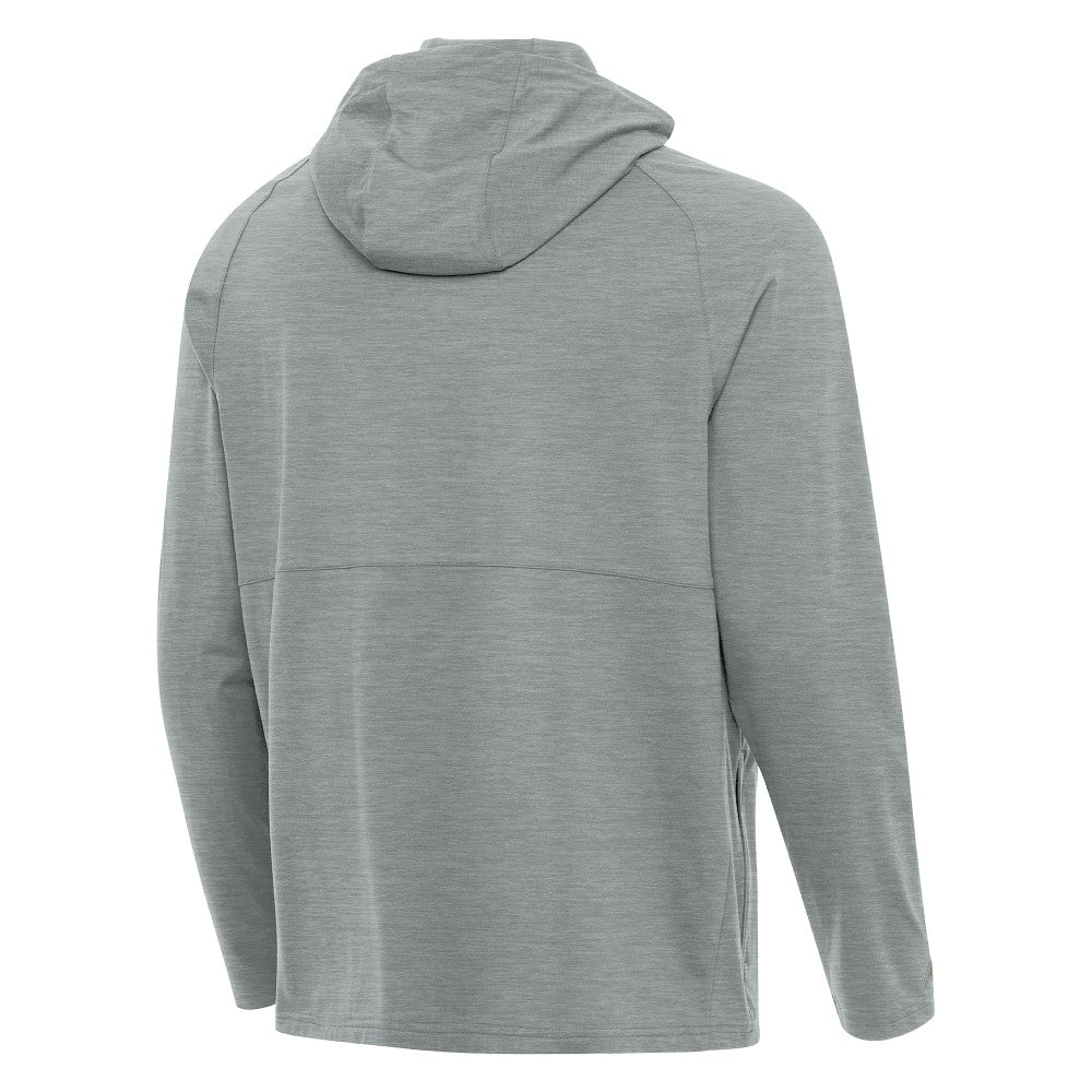 Miami Marlins Antigua Spikes Stars and Stripes Team Logo Quarter-Zip Pullover Hoodie Heather Gray