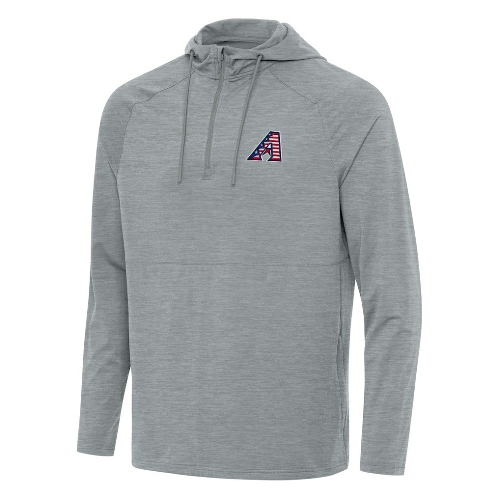 Arizona Diamondbacks Antigua Spikes Stars and Stripes Team Logo Quarter-Zip Pullover Hoodie Heather Gray