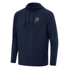 Pittsburgh Pirates Antigua Spikes Stars and Stripes Team Logo Quarter-Zip Pullover Hoodie Heather Navy