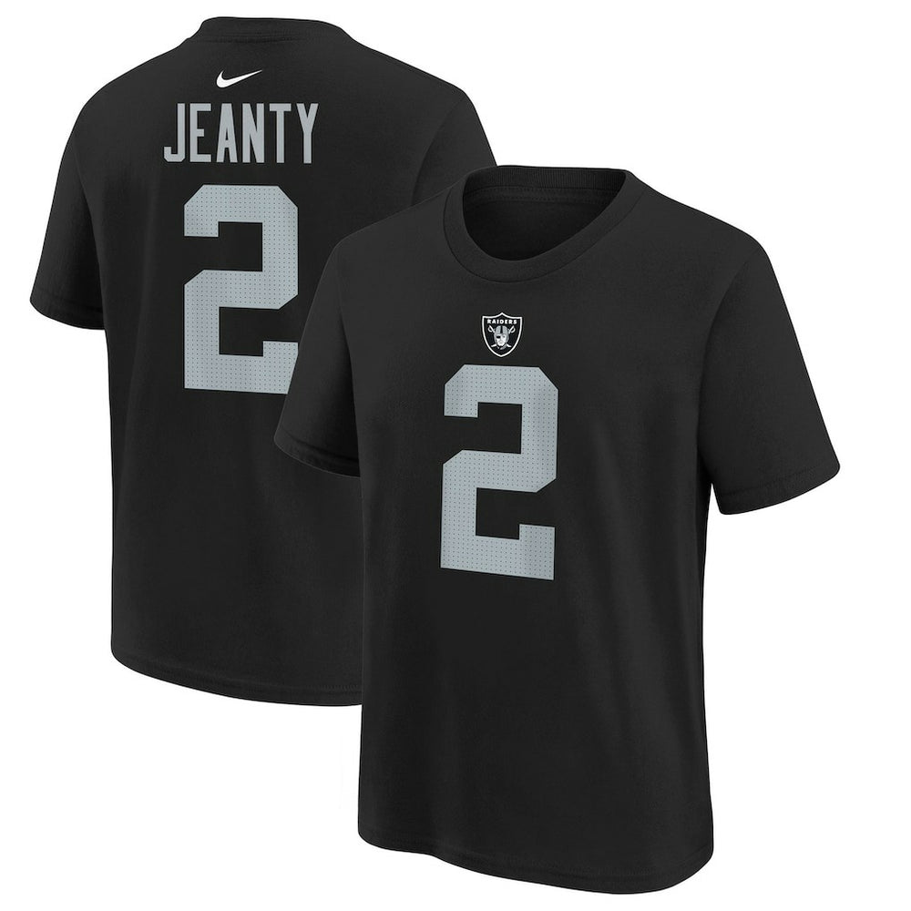 Ashton Jeanty Las Vegas Raiders Youth 2025 NFL Draft First Round Pick Name & Number T-Shirt - Black sale