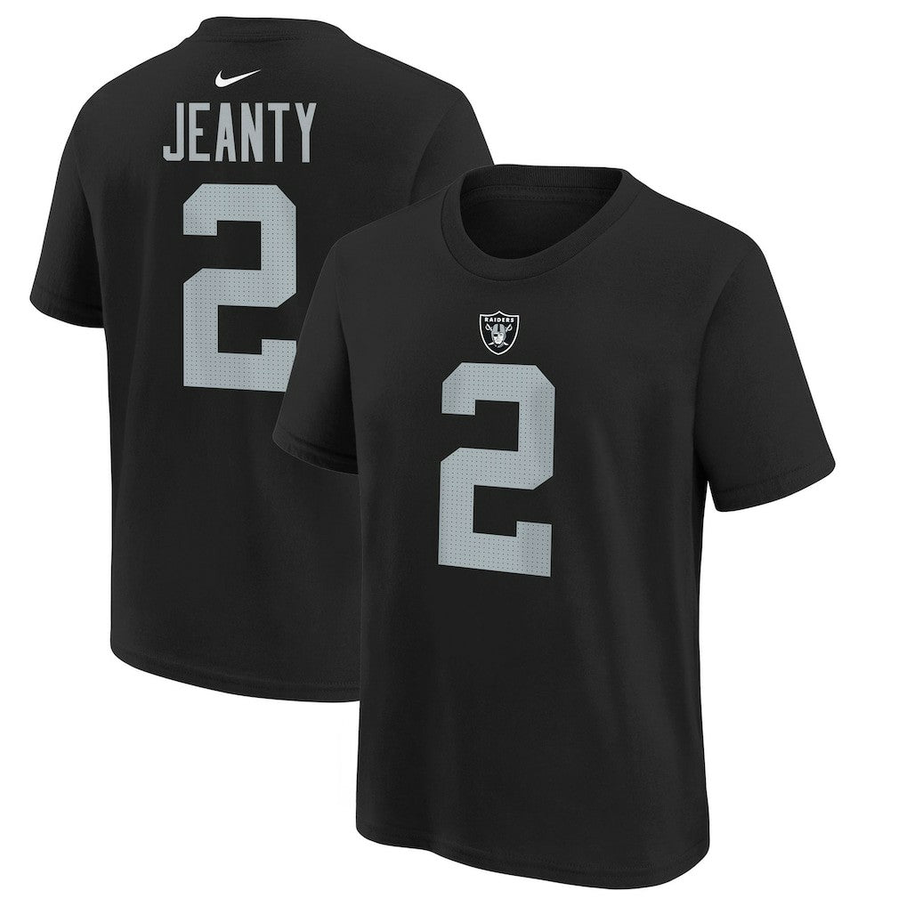 Ashton Jeanty Las Vegas Raiders Youth 2025 NFL Draft First Round Pick Name & Number T-Shirt - Black sale