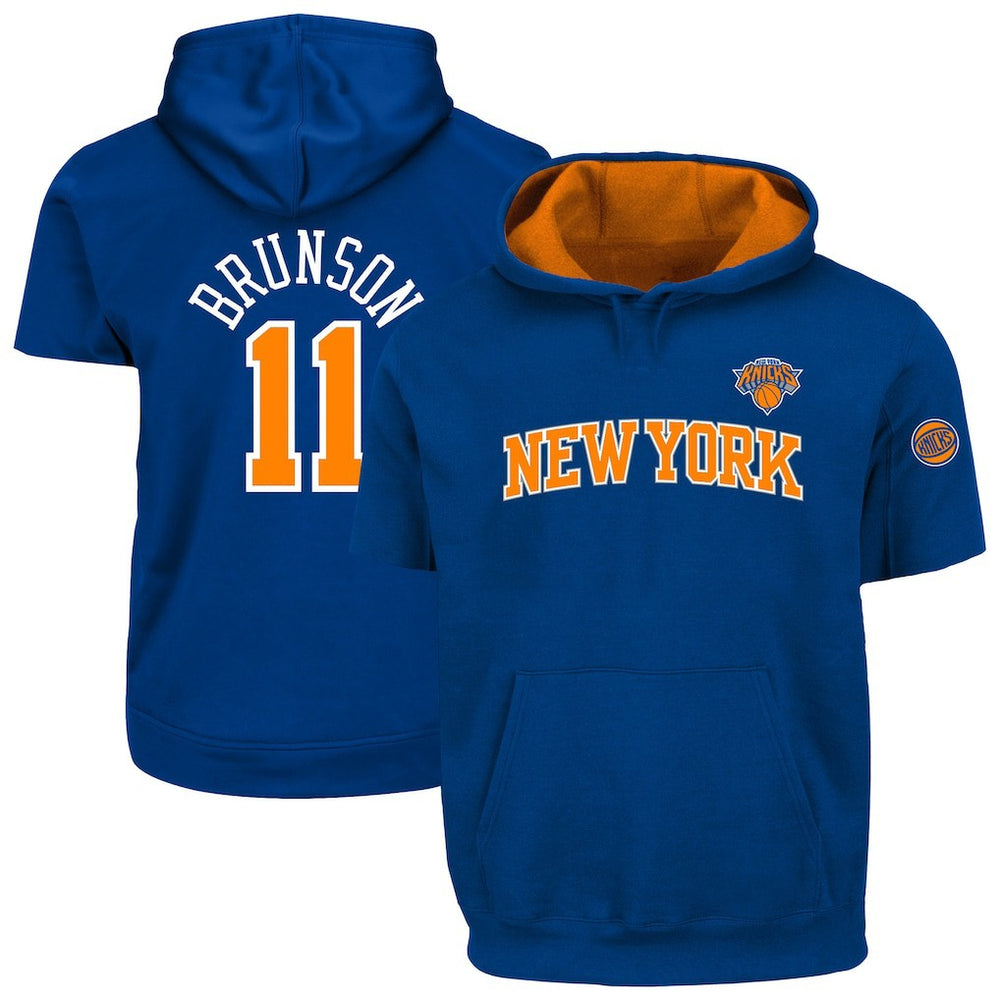 Jalen Brunson New York Knicks Big & Tall Short Sleeve Hoodie - Blue outlet