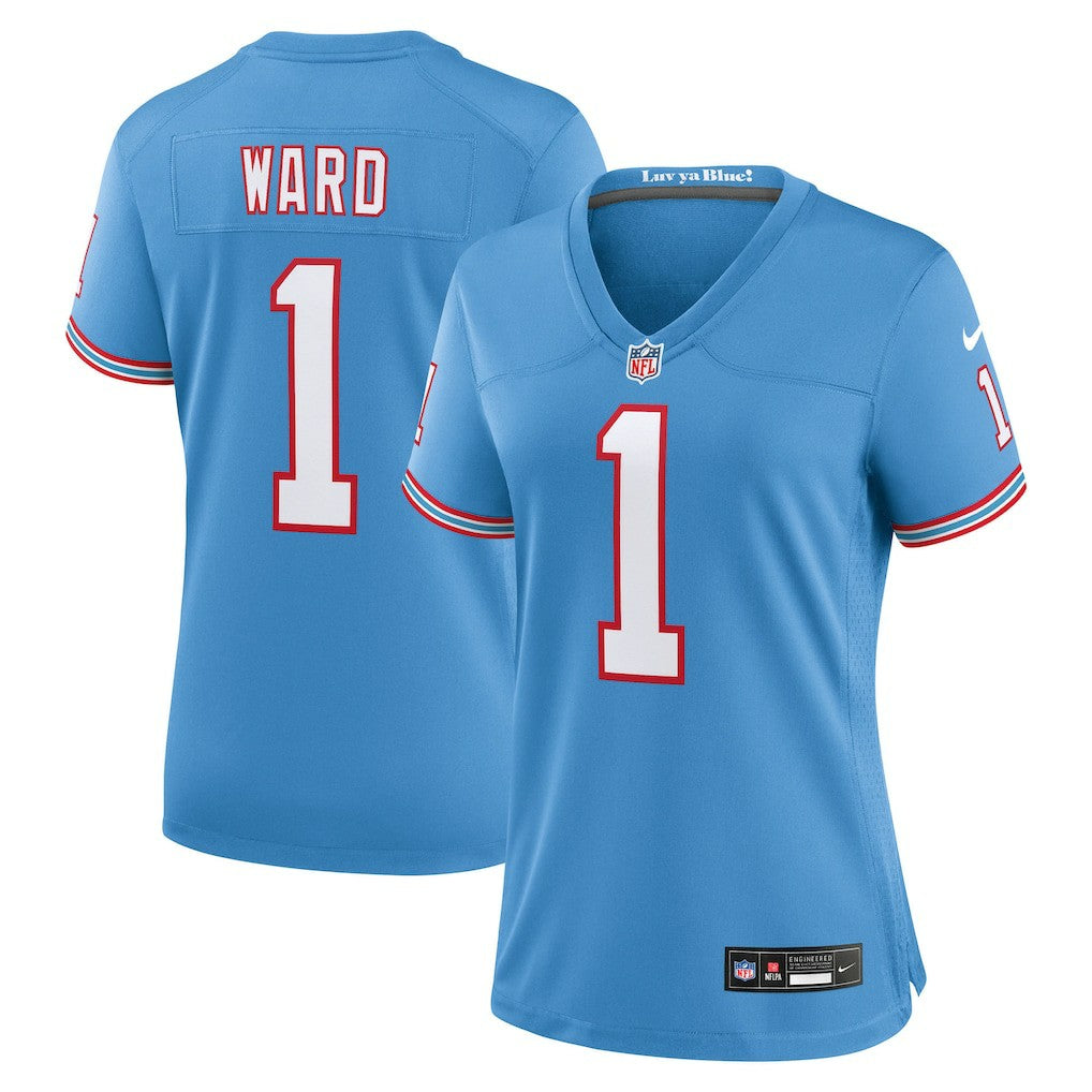 Cam Ward Tennessee Titans Women's 2025 NFL Draft 2nd Alternate Game Jersey - Light Blue discount