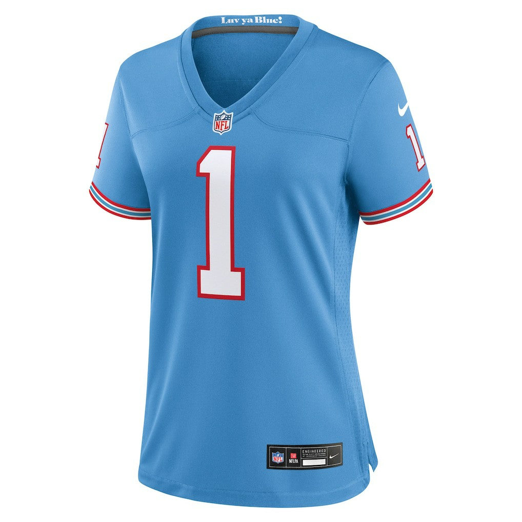 Cam Ward Tennessee Titans Women's 2025 NFL Draft 2nd Alternate Game Jersey - Light Blue discount