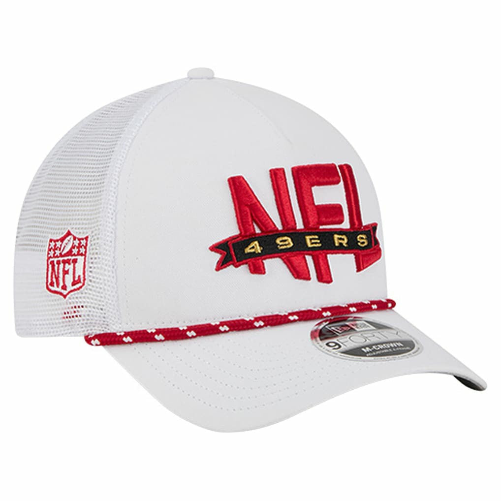 San Francisco 49ers New Era NFL 9FORTY A-Frame M-Crown Adjustable Trucker Hat - White for sale