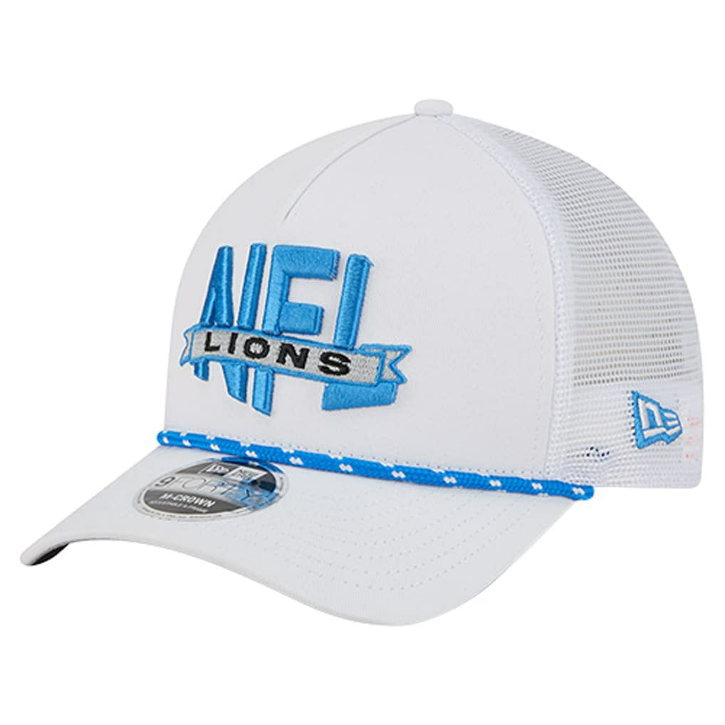Detroit Lions New Era NFL 9FORTY A-Frame M-Crown Adjustable Trucker Hat - White sale