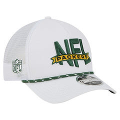 Green Bay Packers New Era NFL 9FORTY A-Frame M-Crown Adjustable Trucker Hat - White cheap