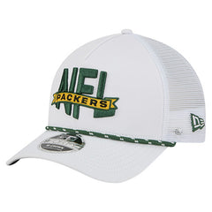 Green Bay Packers New Era NFL 9FORTY A-Frame M-Crown Adjustable Trucker Hat - White cheap