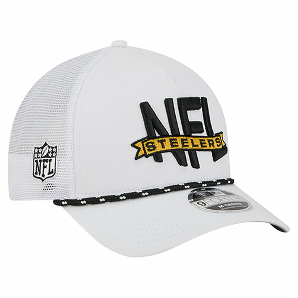 Pittsburgh Steelers New Era NFL 9FORTY A-Frame M-Crown Adjustable Trucker Hat - White for sale