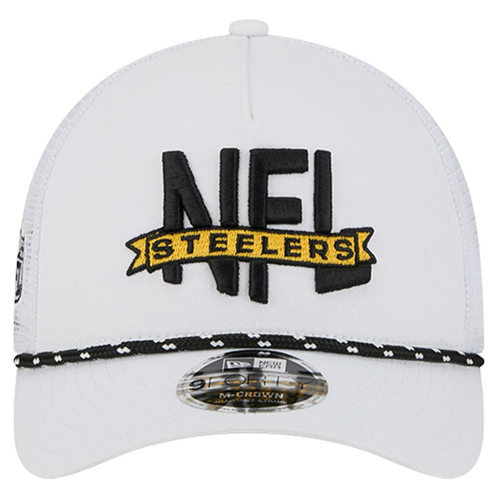 Pittsburgh Steelers New Era NFL 9FORTY A-Frame M-Crown Adjustable Trucker Hat - White for sale