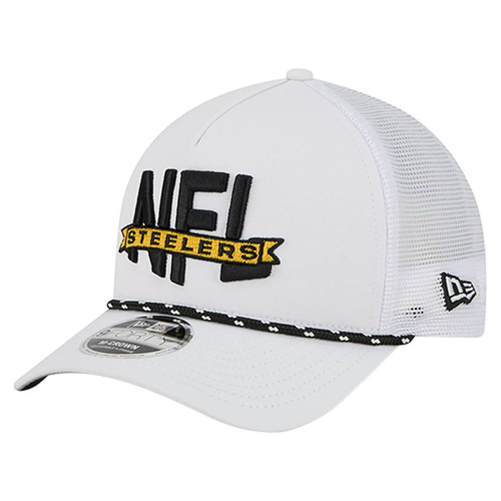 Pittsburgh Steelers New Era NFL 9FORTY A-Frame M-Crown Adjustable Trucker Hat - White for sale