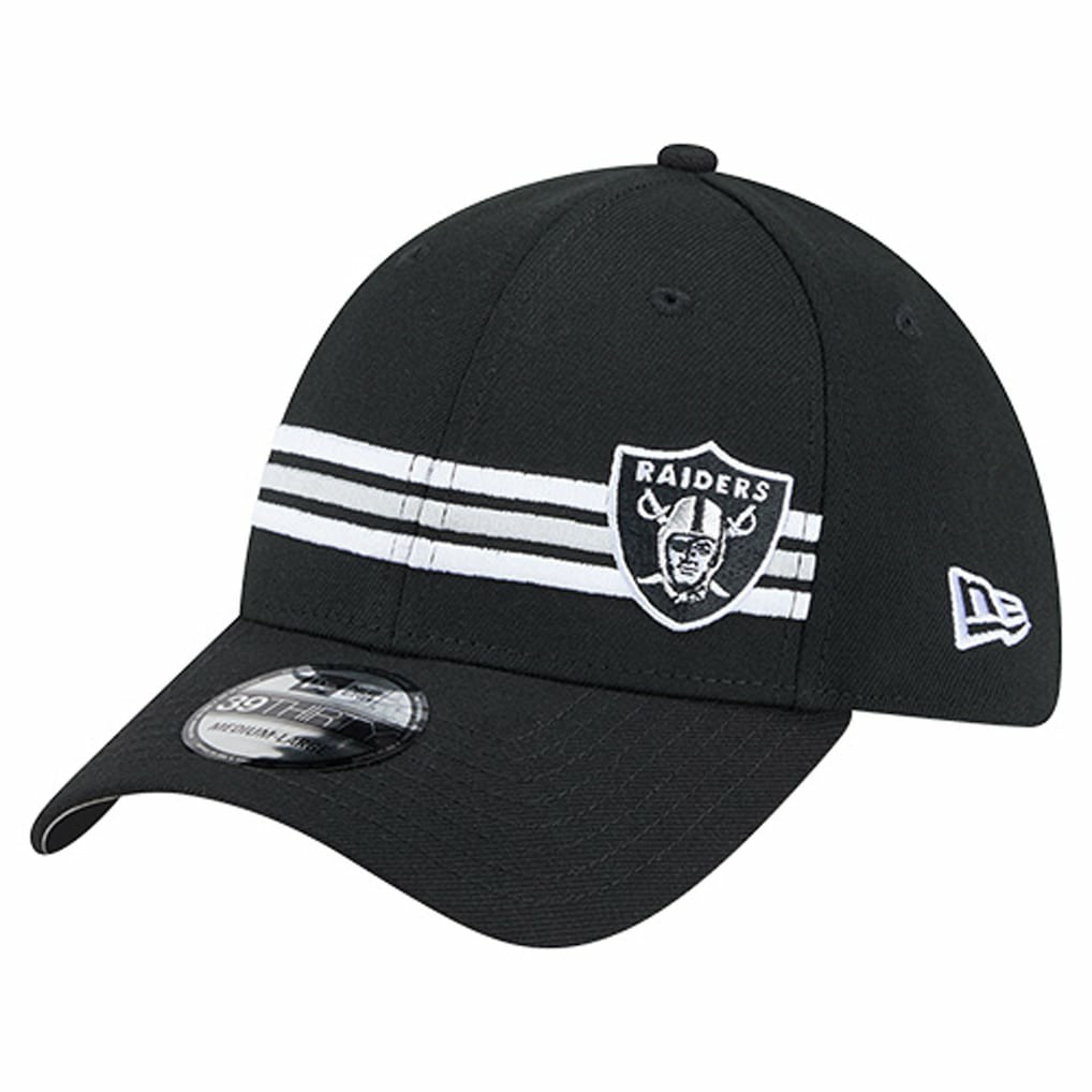 Las Vegas Raiders New Era Stripes 39THIRTY Flex Hat - Black for sale