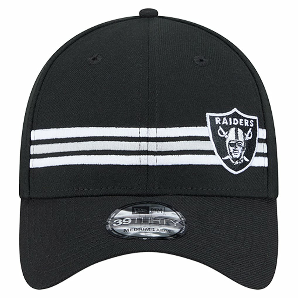 Las Vegas Raiders New Era Stripes 39THIRTY Flex Hat - Black for sale