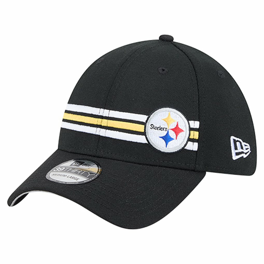 Pittsburgh Steelers New Era Stripes 39THIRTY Flex Hat - Black sale