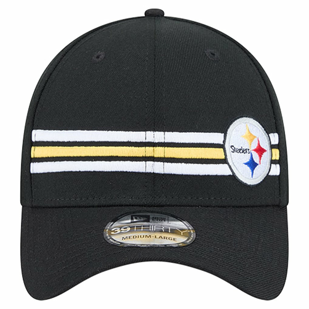 Pittsburgh Steelers New Era Stripes 39THIRTY Flex Hat - Black sale