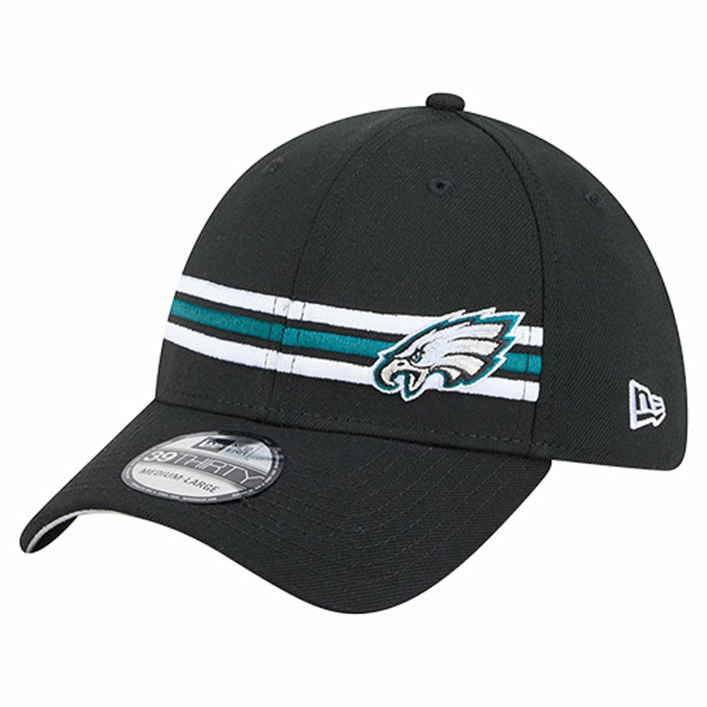 Philadelphia Eagles New Era Stripes 39THIRTY Flex Hat - Black on sale
