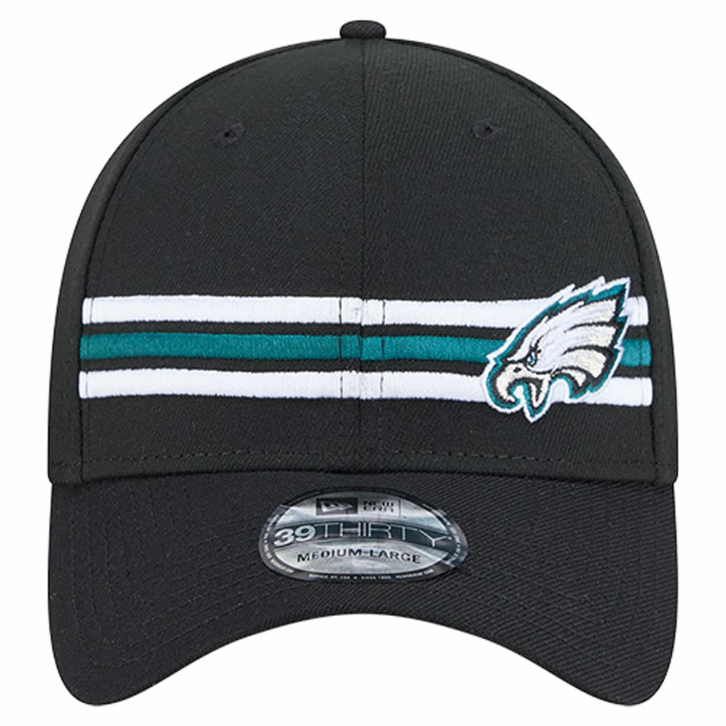 Philadelphia Eagles New Era Stripes 39THIRTY Flex Hat - Black on sale