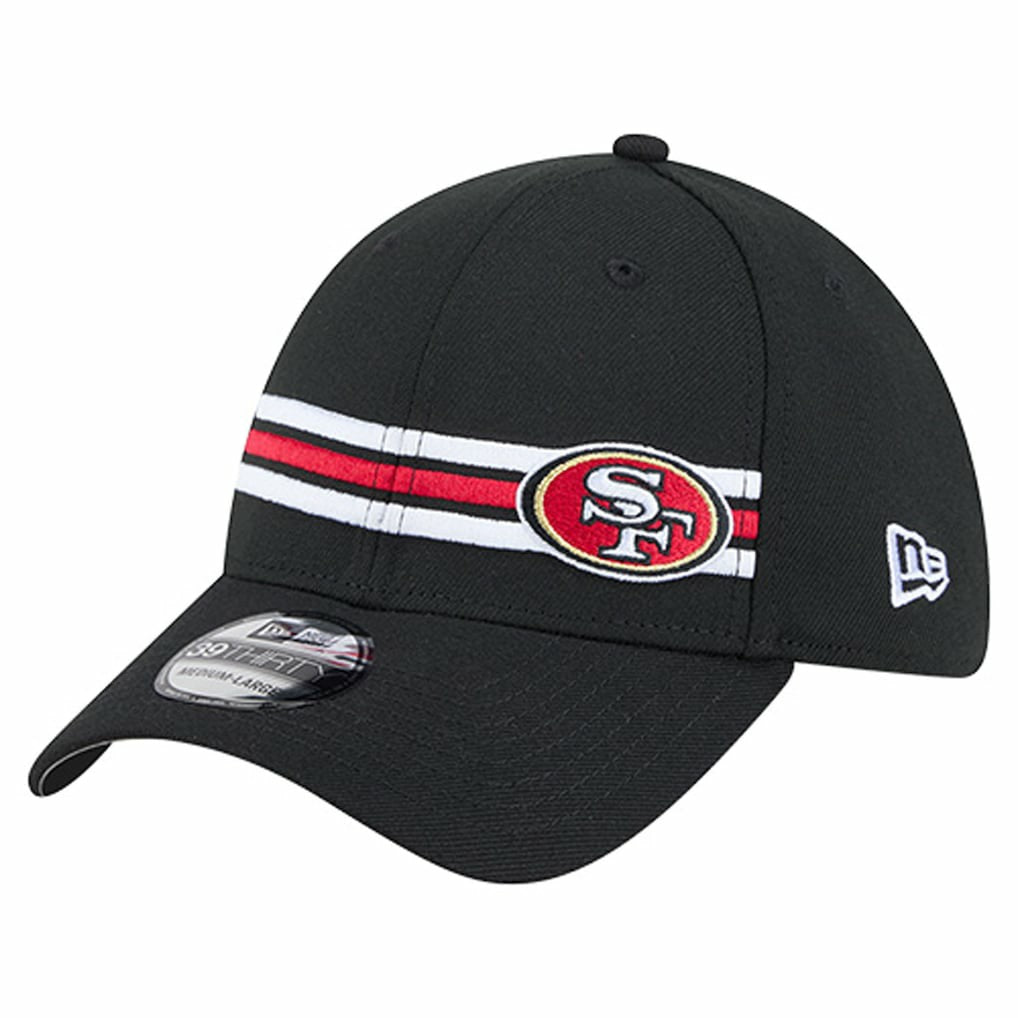 San Francisco 49ers New Era Stripes 39THIRTY Flex Hat - Black sale