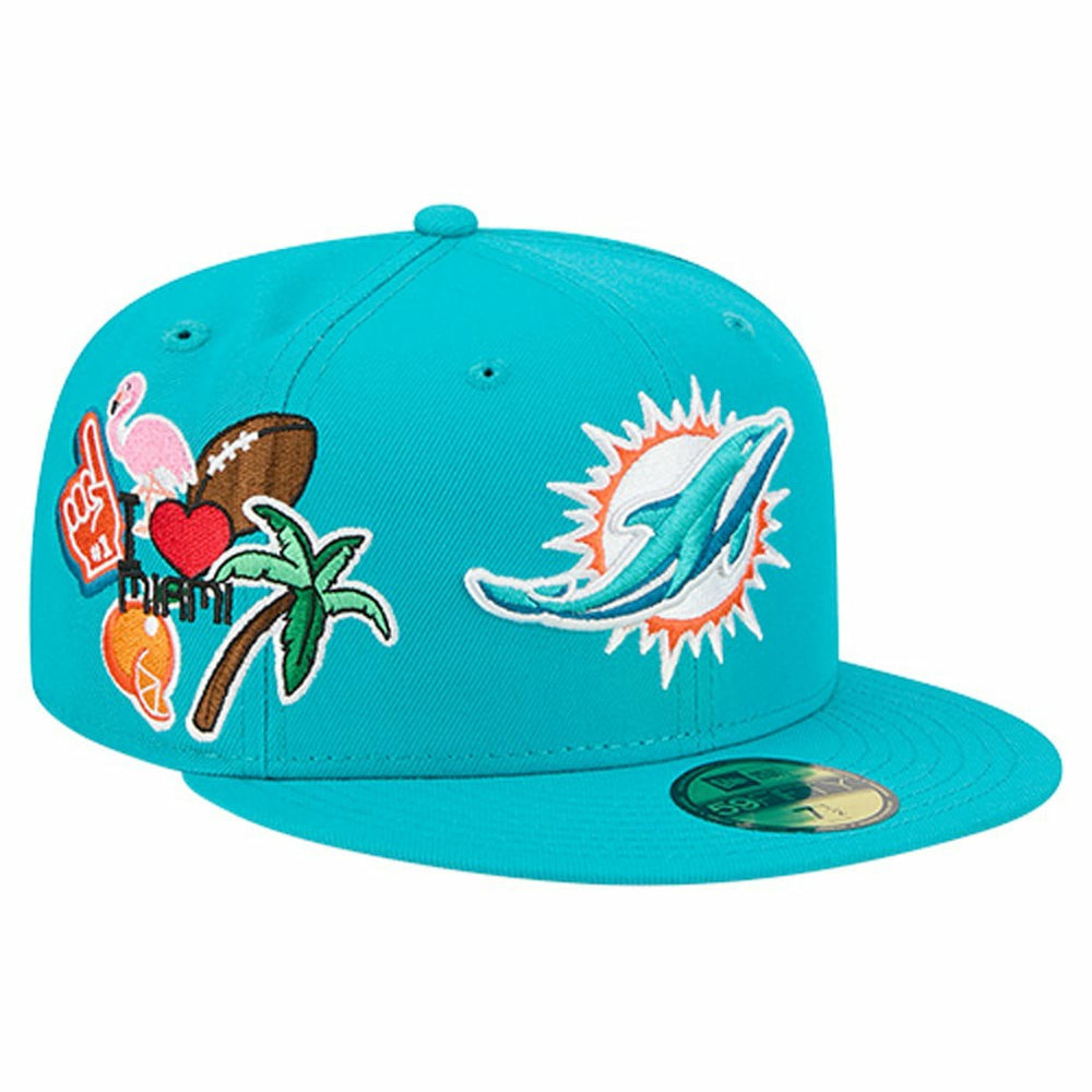 Miami Dolphins New Era Group Chat 59FIFTY Fitted Hat - Aqua sale