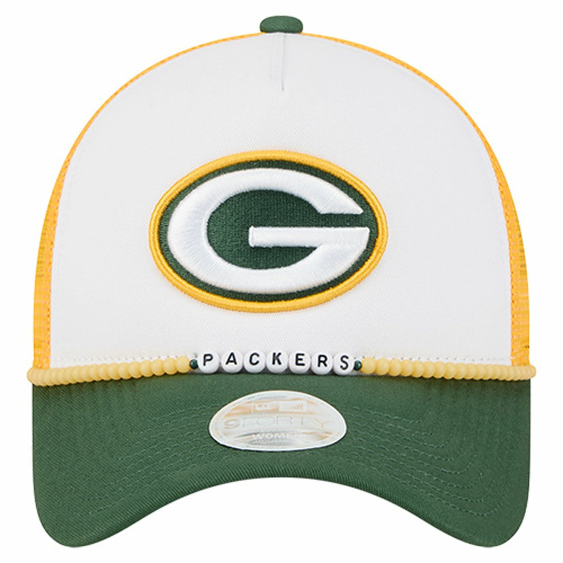 Green Bay Packers New Era Women's Friendship Bracelet 9FORTY Adjustable Hat - White/Green for sale