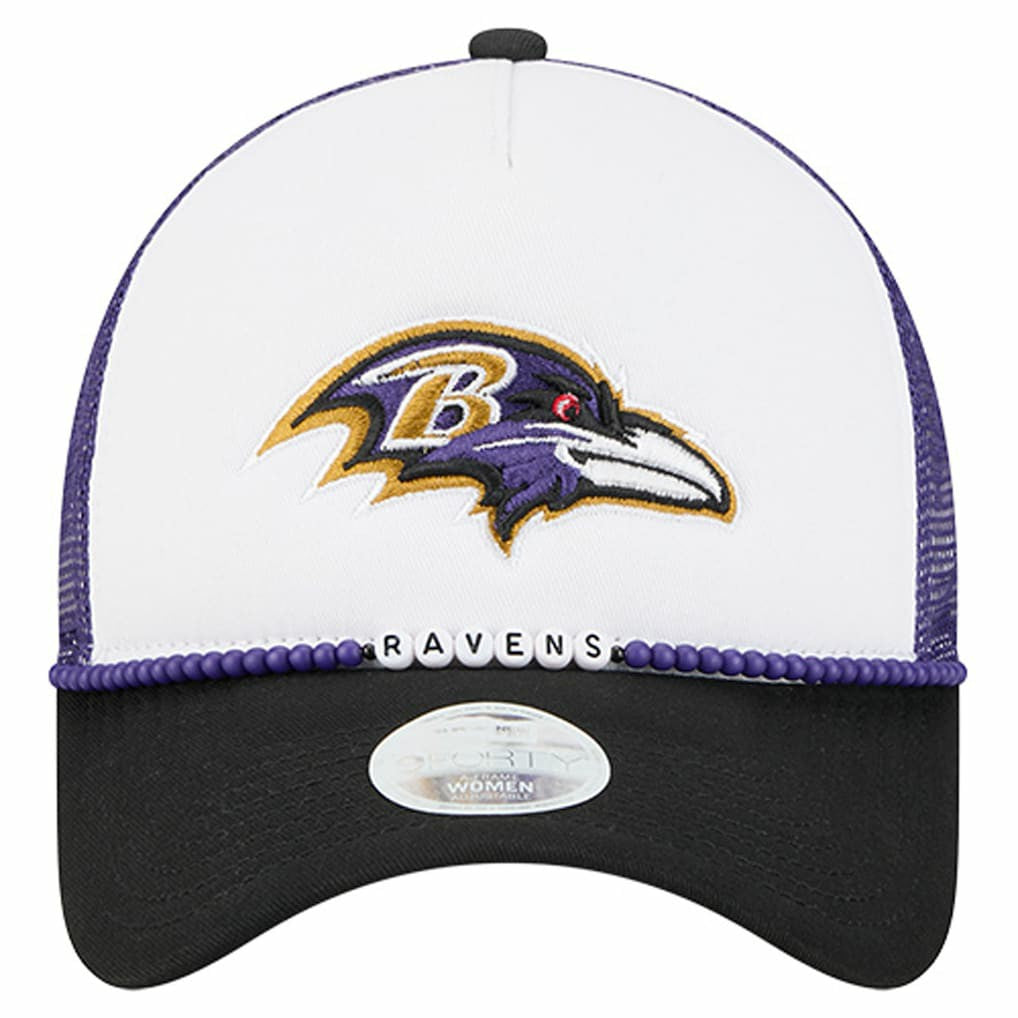 Baltimore Ravens New Era Women's Friendship Bracelet 9FORTY Adjustable Hat - White/Black on sale