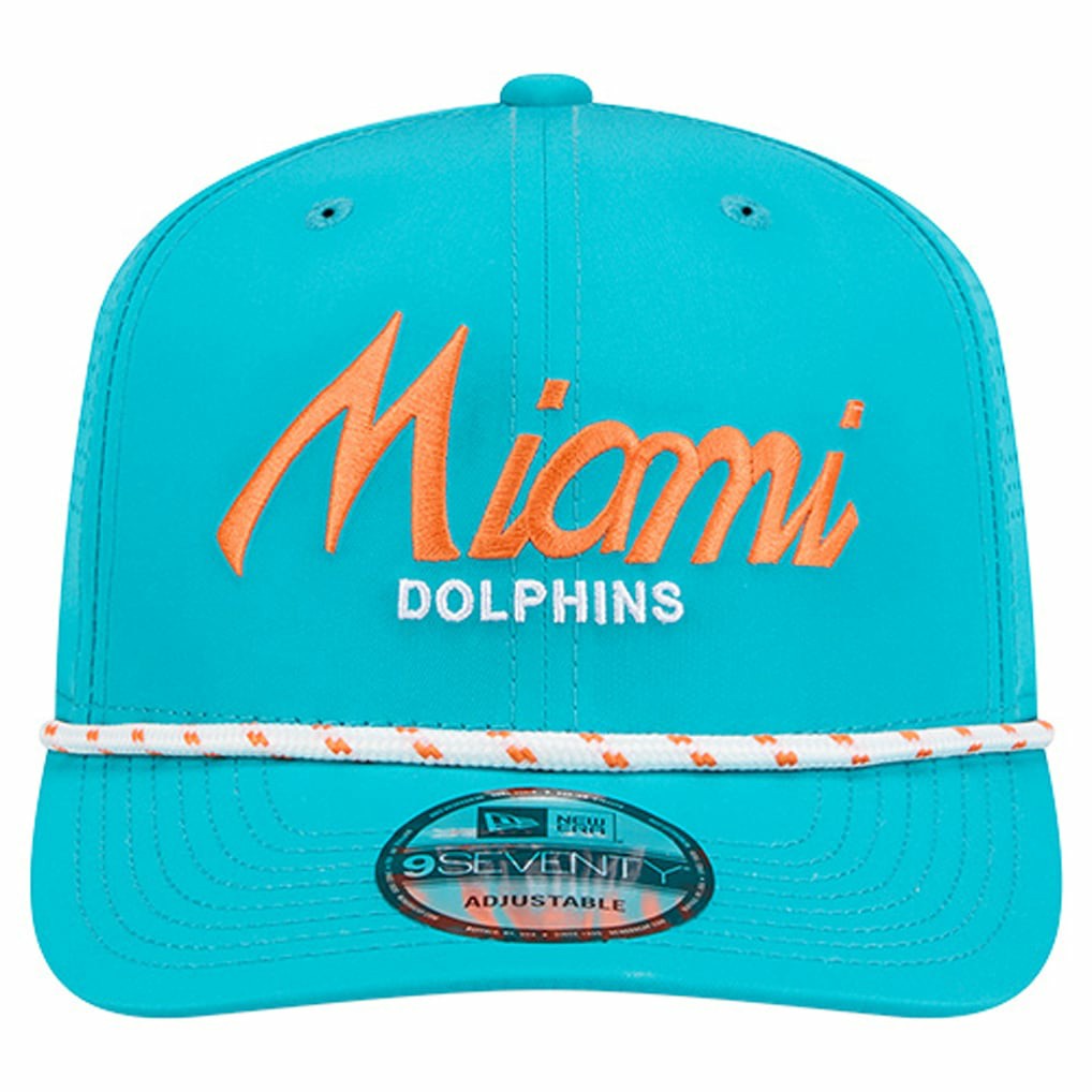 Miami Dolphins New Era Script 9SEVENTY Adjustable Hat - Aqua on sale