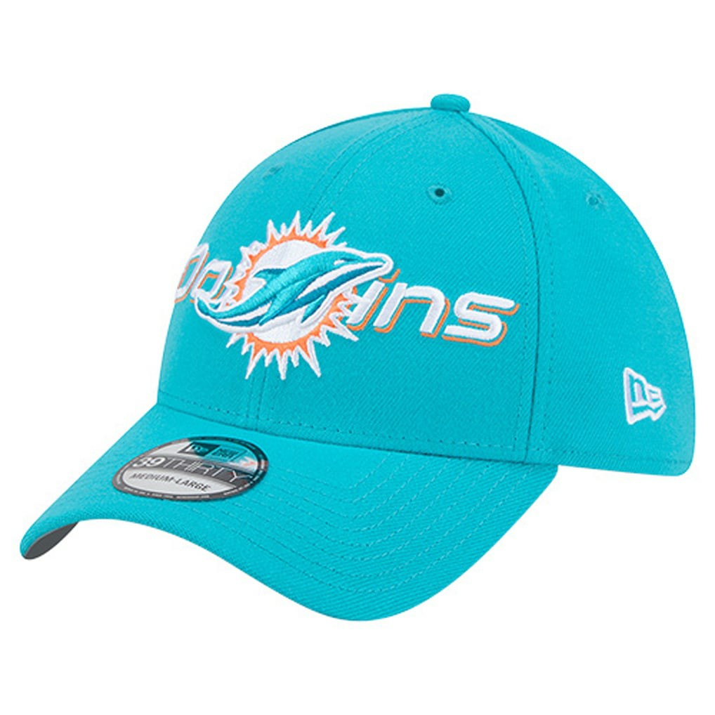 Miami Dolphins New Era Overlap Logo 39THIRTY Stretch Fit Hat - Aqua discount