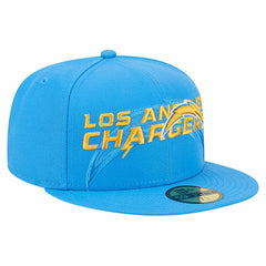 Los Angeles Chargers New Era Overlap Wordmark 59FIFTY Fitted Hat - Powder Blue for sale