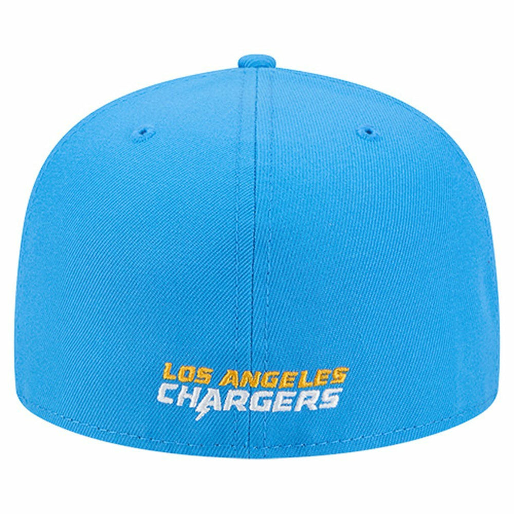 Los Angeles Chargers New Era Overlap Wordmark 59FIFTY Fitted Hat - Powder Blue for sale