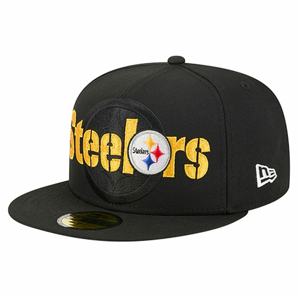 Pittsburgh Steelers New Era Overlap Wordmark 59FIFTY Fitted Hat - Black for sale