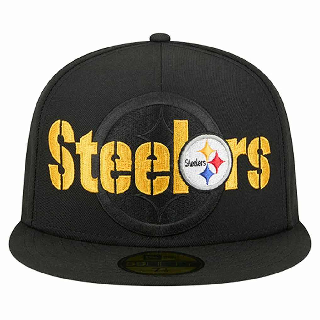 Pittsburgh Steelers New Era Overlap Wordmark 59FIFTY Fitted Hat - Black for sale