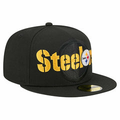 Pittsburgh Steelers New Era Overlap Wordmark 59FIFTY Fitted Hat - Black for sale