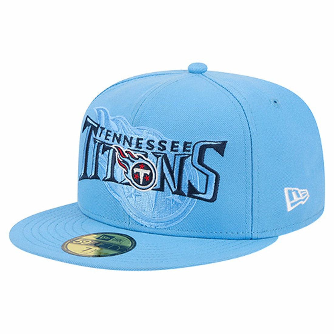 Tennessee Titans New Era Overlap Wordmark 59FIFTY Fitted Hat - Light Blue sale