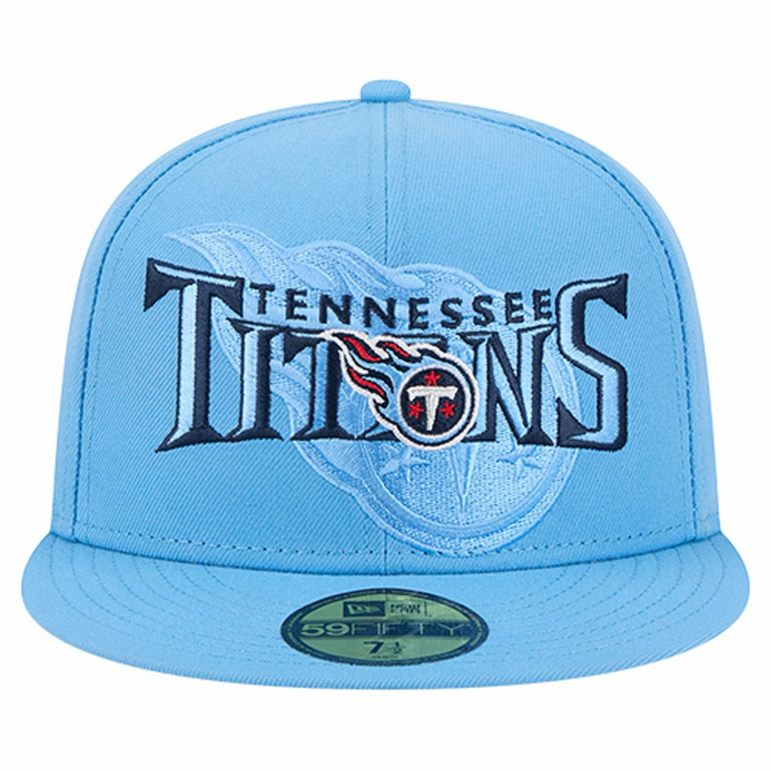 Tennessee Titans New Era Overlap Wordmark 59FIFTY Fitted Hat - Light Blue sale