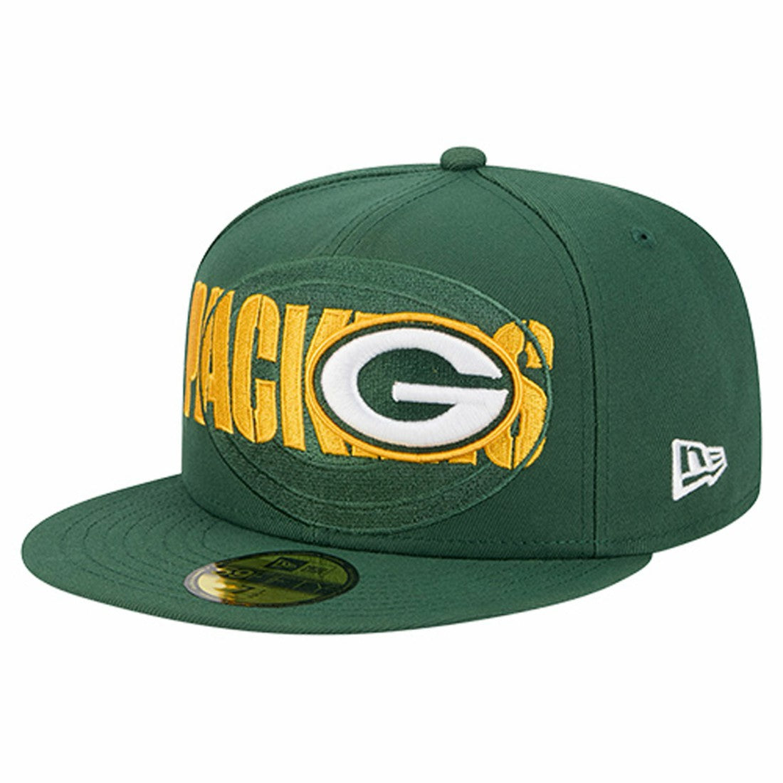 Green Bay Packers New Era Overlap Wordmark 59FIFTY Fitted Hat - Green on sale